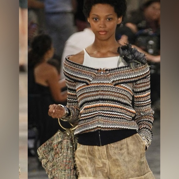 Authentic CHANEL Women's Multicolor Striped Cardigan - Picture 5 of 7